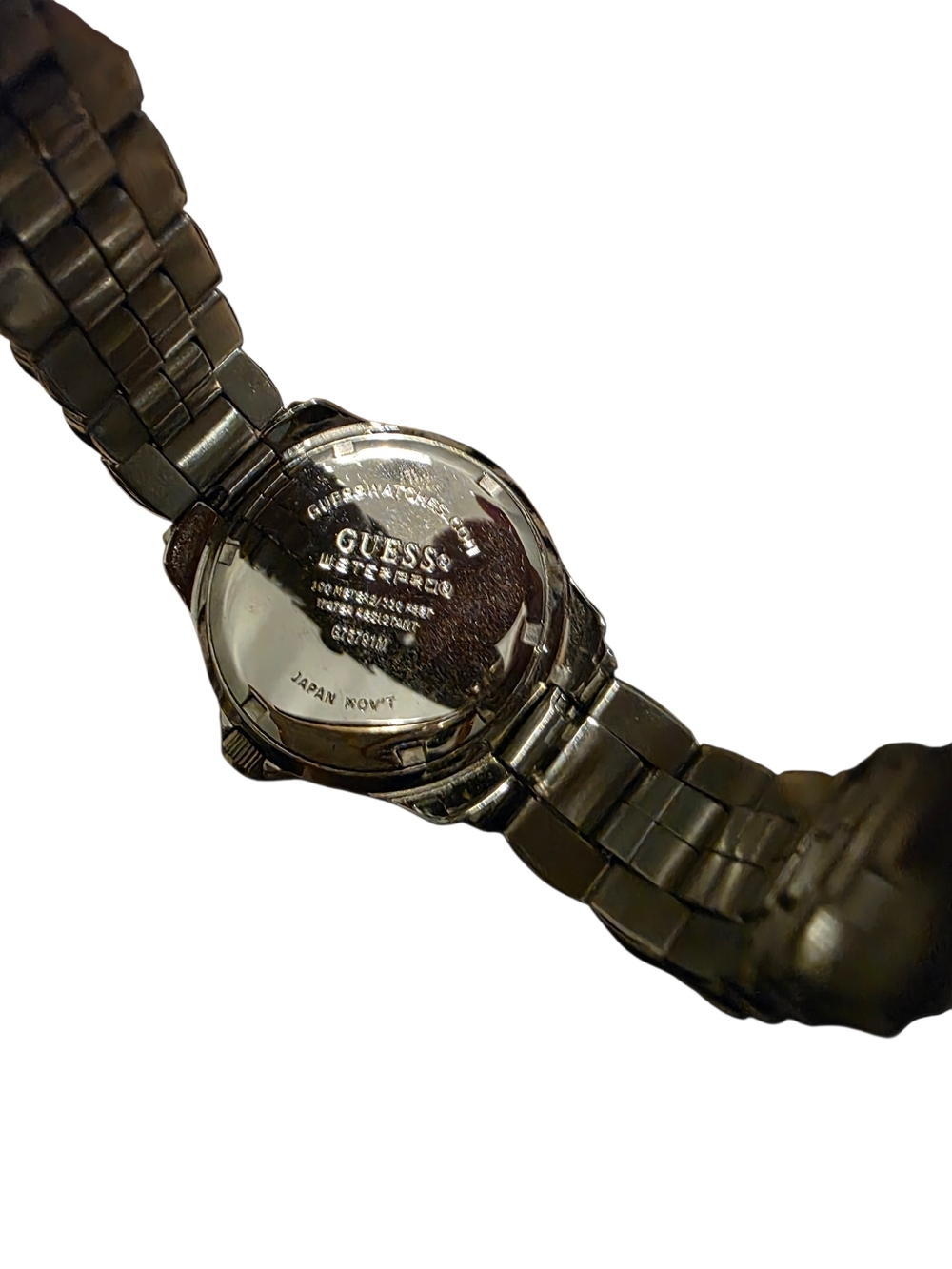 GUESS Silver Bracelet Watch with Pink Dial and Crystal Bezel - Vintage - Picture 2 of 3